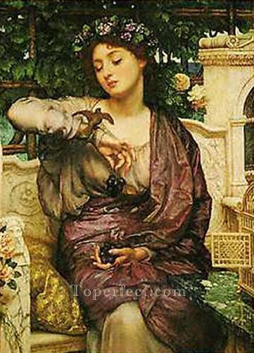 Lesbia and her sparrow girl Edward Poynter Oil Paintings
